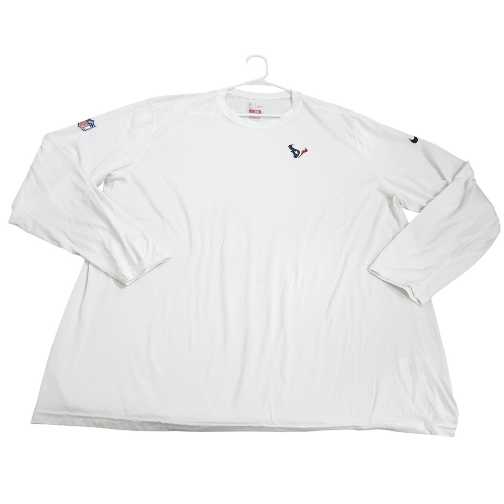 Houston Texans Shirt Mens 3XL White NFL Football Long Sleeve Dri-FIT Nike